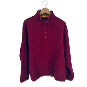 ORVIS‎ Quilted Quarter Snap Pullover Burgundy Men's XL Cotton Heritage Casual